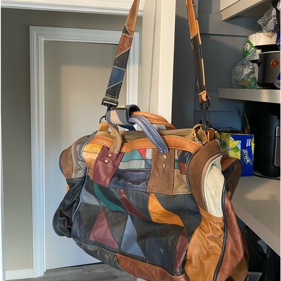 COPY - Vintage Leather Patchwork Dufflebag SOLD - Picture 1 of 7